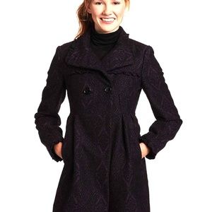 NEW Steve Madden jacquard pea coat S black & gray